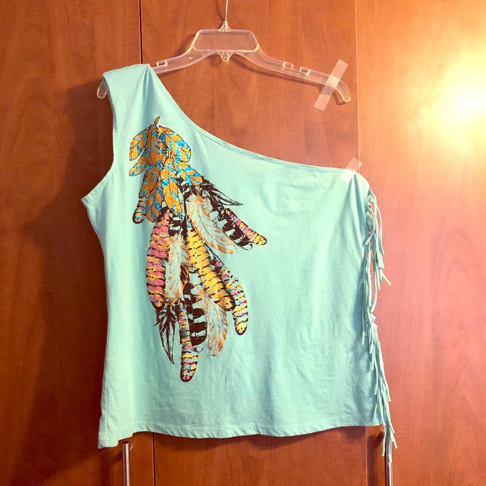 1X Aqua One Shoulder Woman’s cotton tank